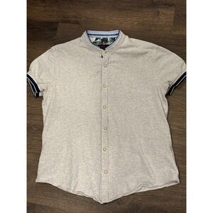 Zara Chinese Collar Button-up Polo Shirt Size L Men Muscle Fit Preowned